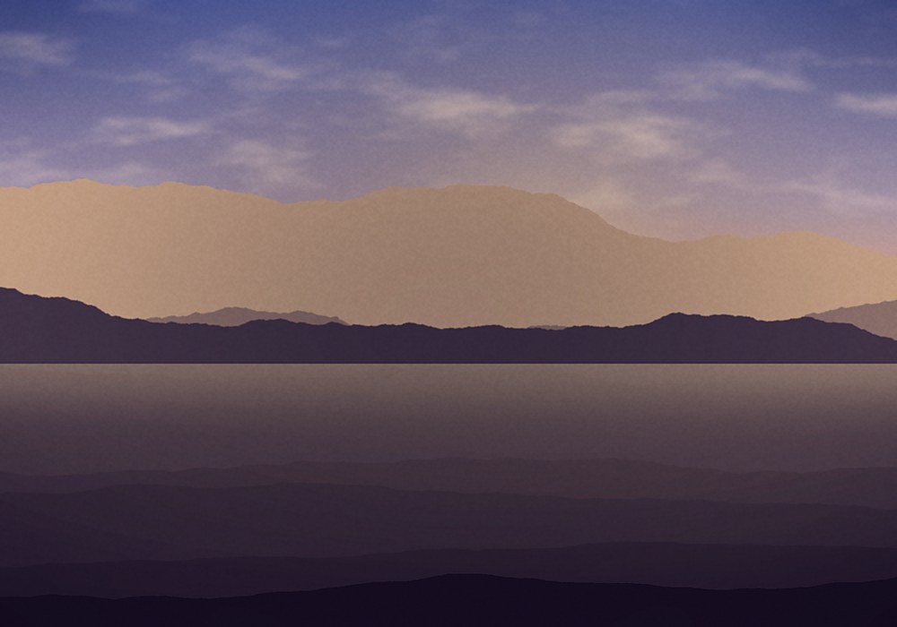The same valley after keepsi.ai warmed the light and added a sunset